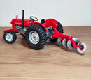Miniatura Massey Ferguson 65X + Arado 3 Bacias - 1/64
