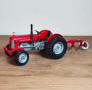 Miniatura Massey Ferguson 65X + Arado 3 Bacias - 1/64